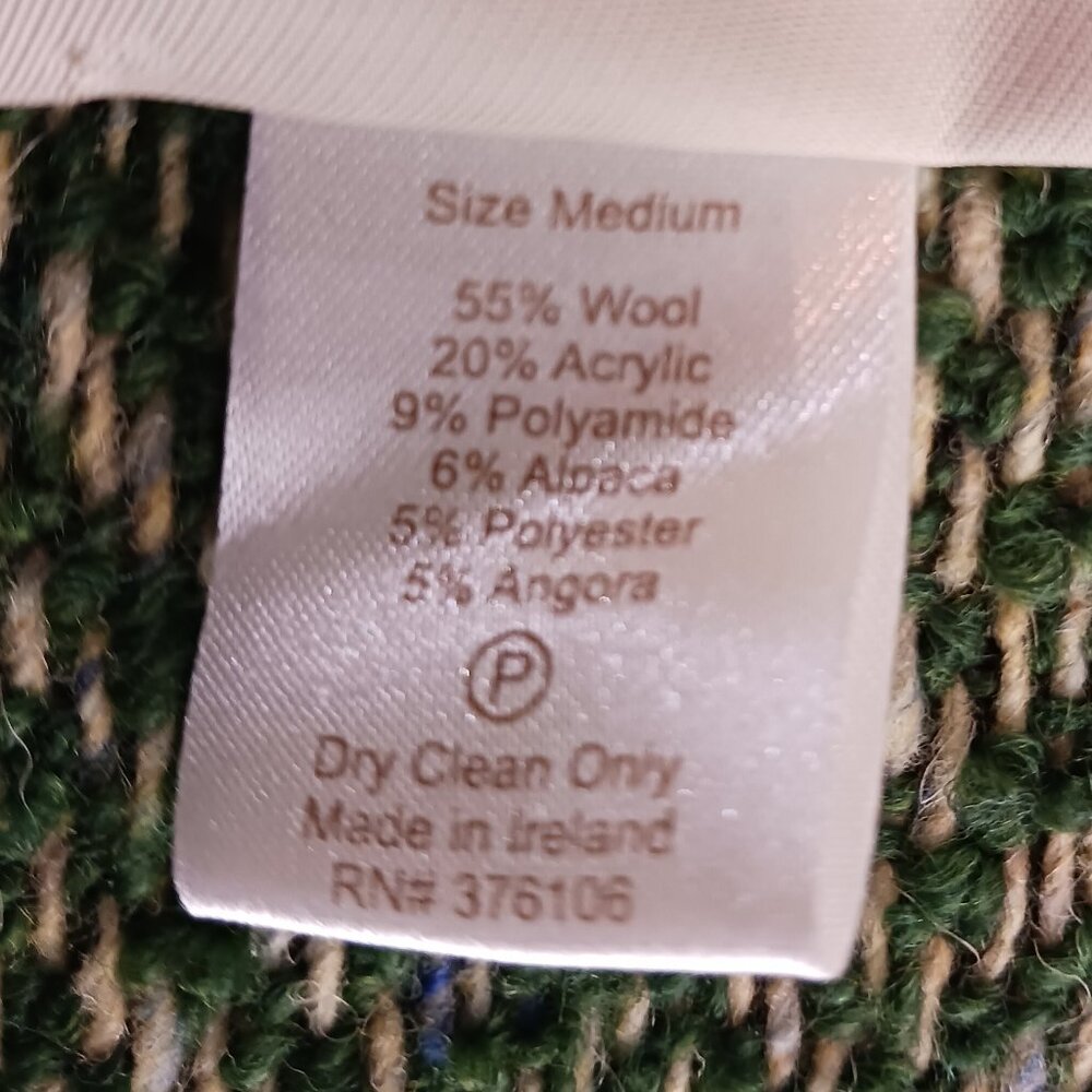 Boyne Valley Weavers Ireland, Dbl. Breasted Green/Cream Herringbone Tweed Jacket - Picture 16 of 16